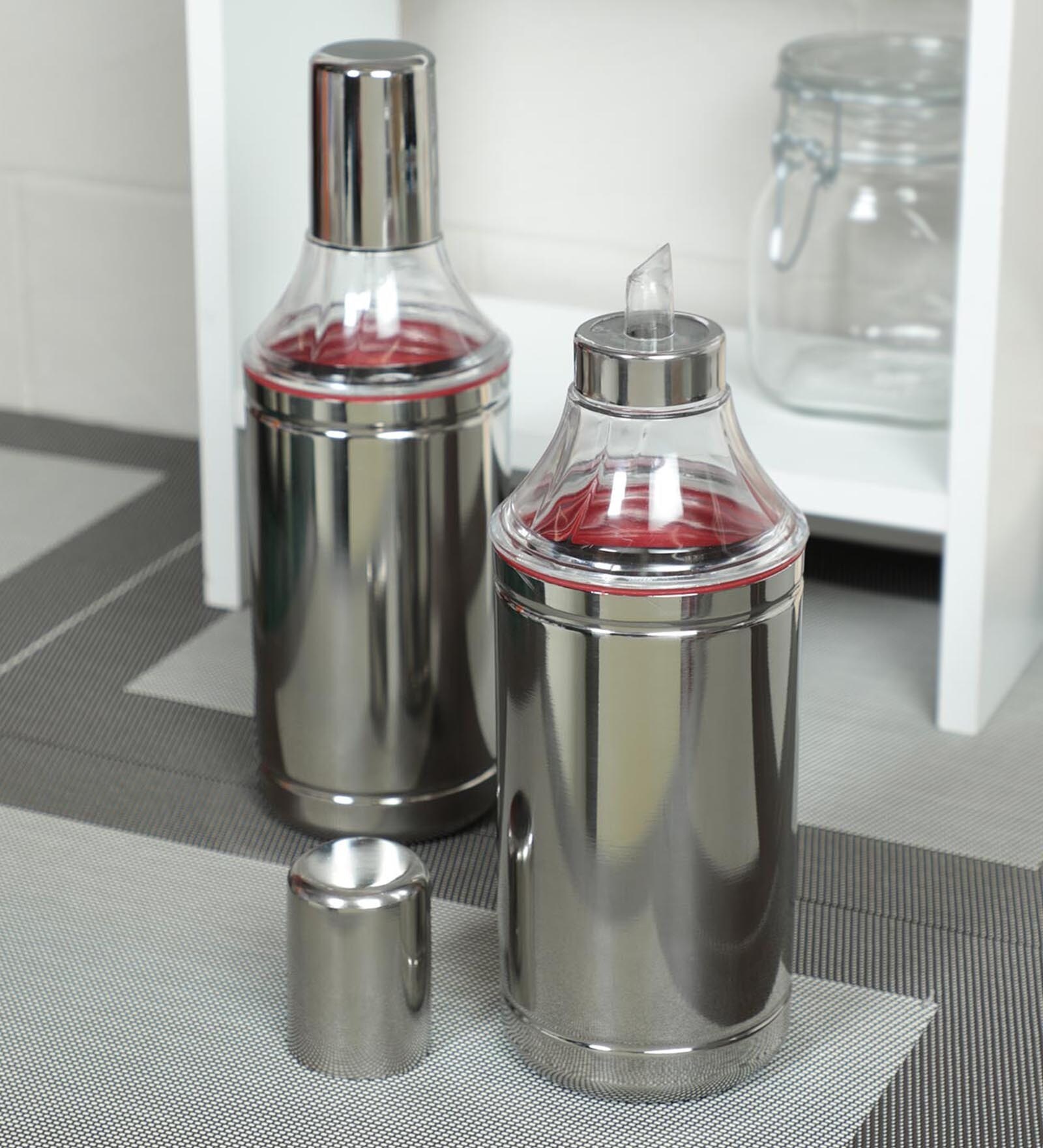 1 Ltr Stainless Steel Oil & Vinegar Dispenser Set of 2