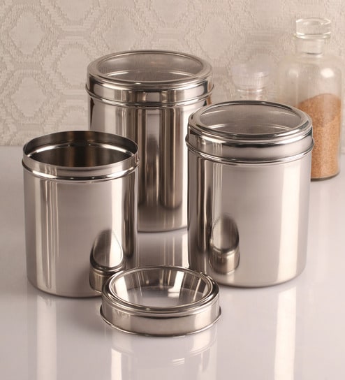 Buy Dynore see through Silver Containers - Set of 3 Online - Containers ...