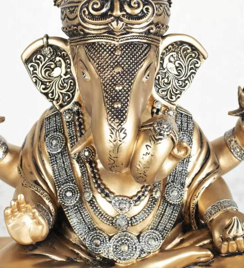 Buy Dynast Embellished Ganesha Gold Polyresin Religious Idol By ...