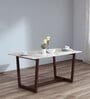 Dyna Marble Top 6 Seater Dining Table in Teak Wood Finish