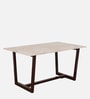 Dyna Marble Top 6 Seater Dining Table in Teak Wood Finish