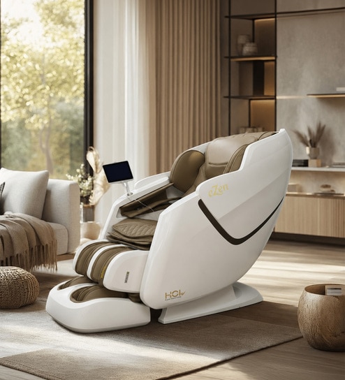 E-Zen Leather Body Massage Chair In Beige Colour