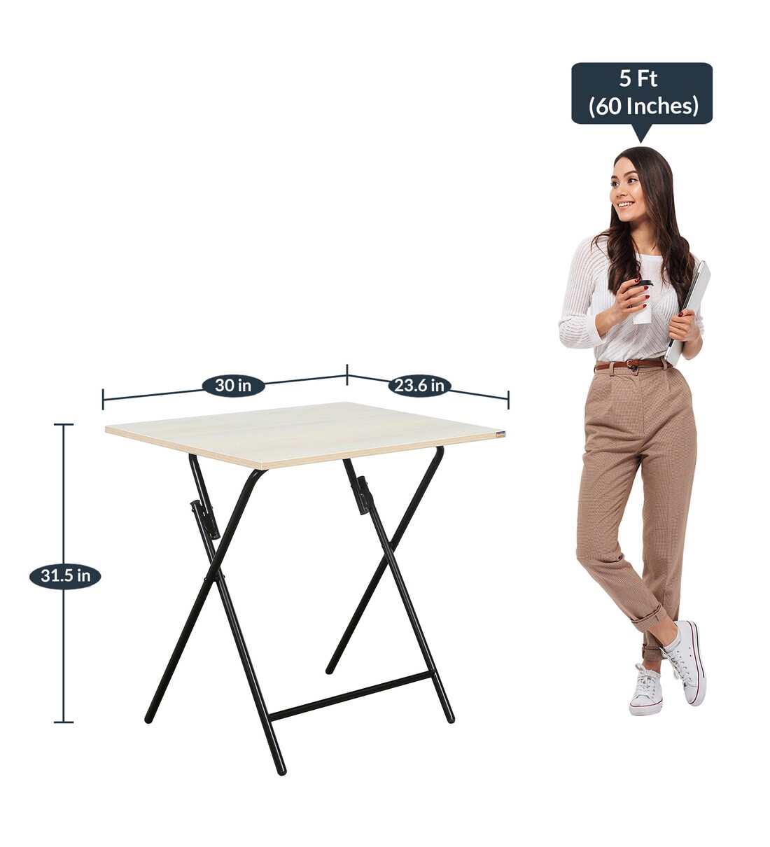 Buy EasyFold Folding Study Table in Light Acasia Finish by Woodware