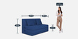 Easy XL Fabric Convertible Sofa Cum Bed in Blue Colour