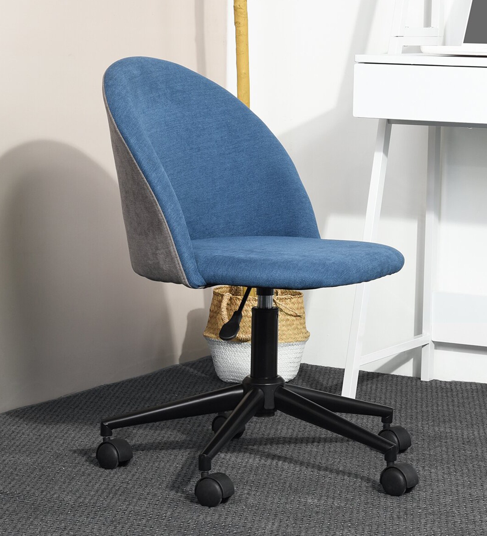 Eames Fabric Guest Chair in Blue Colour with Revolving Base