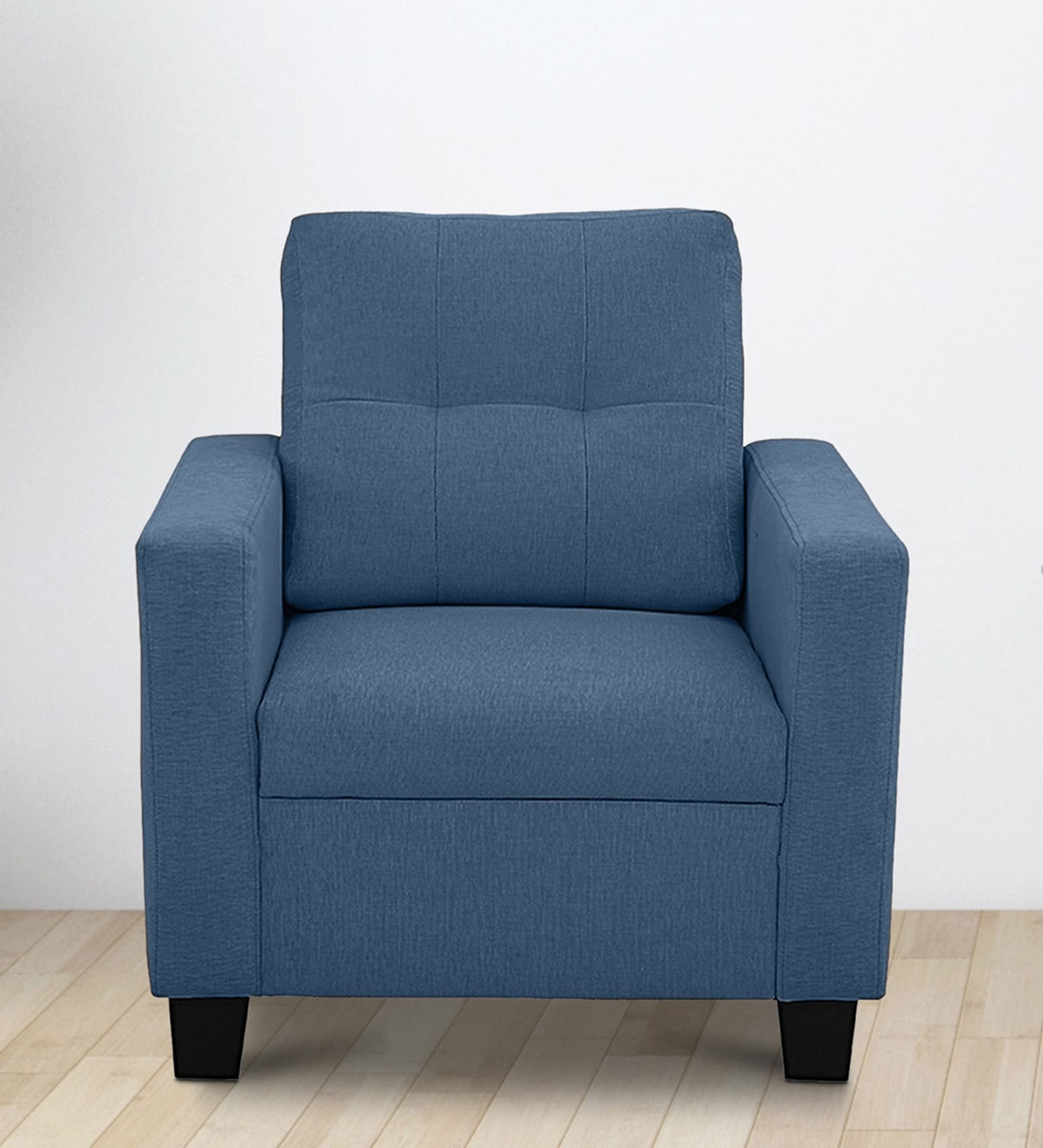 Ease Fabric 1 Seater Sofa In Blue Colour