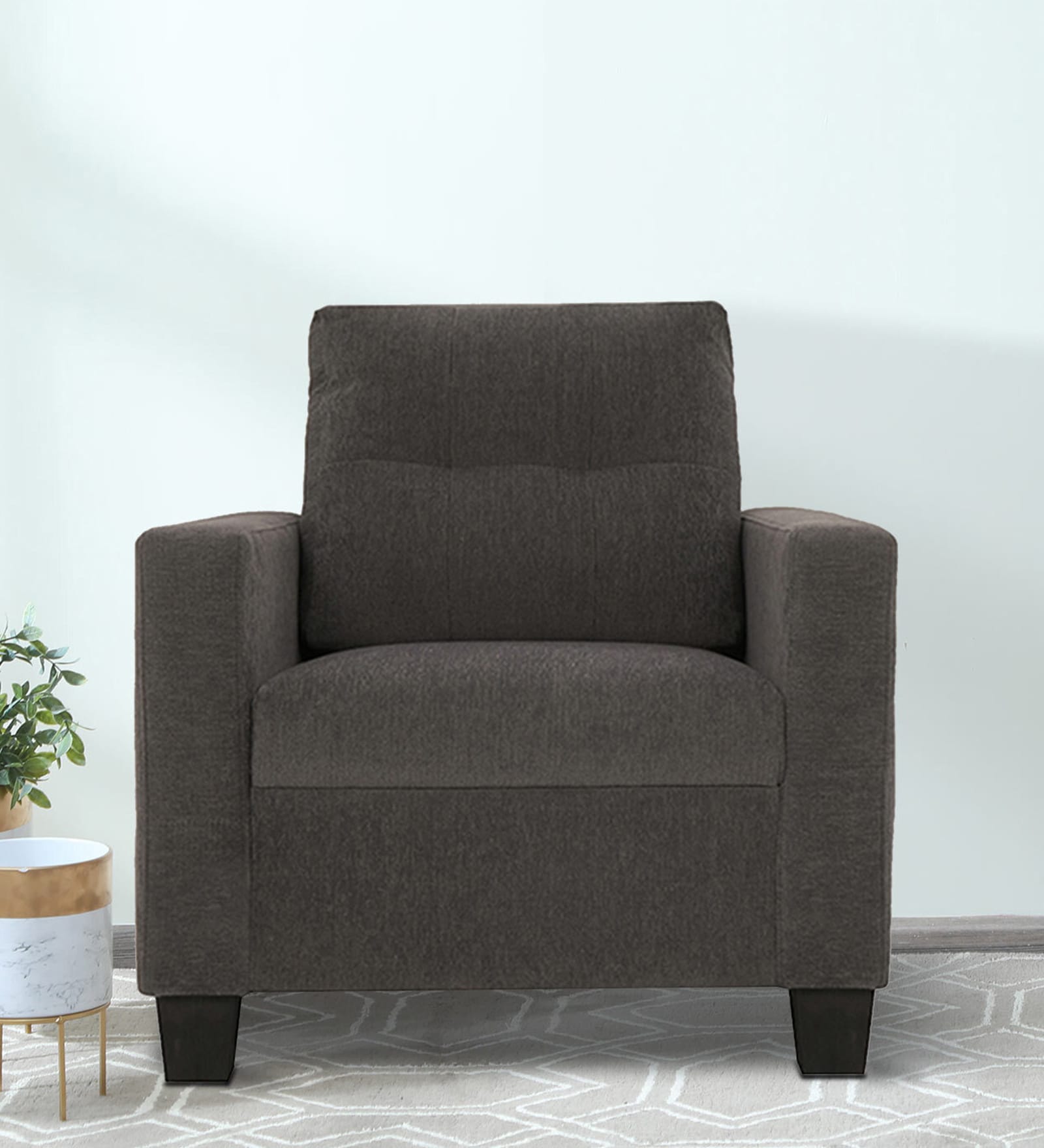 Ease Fabric 1 Seater Sofa in Grey Colour