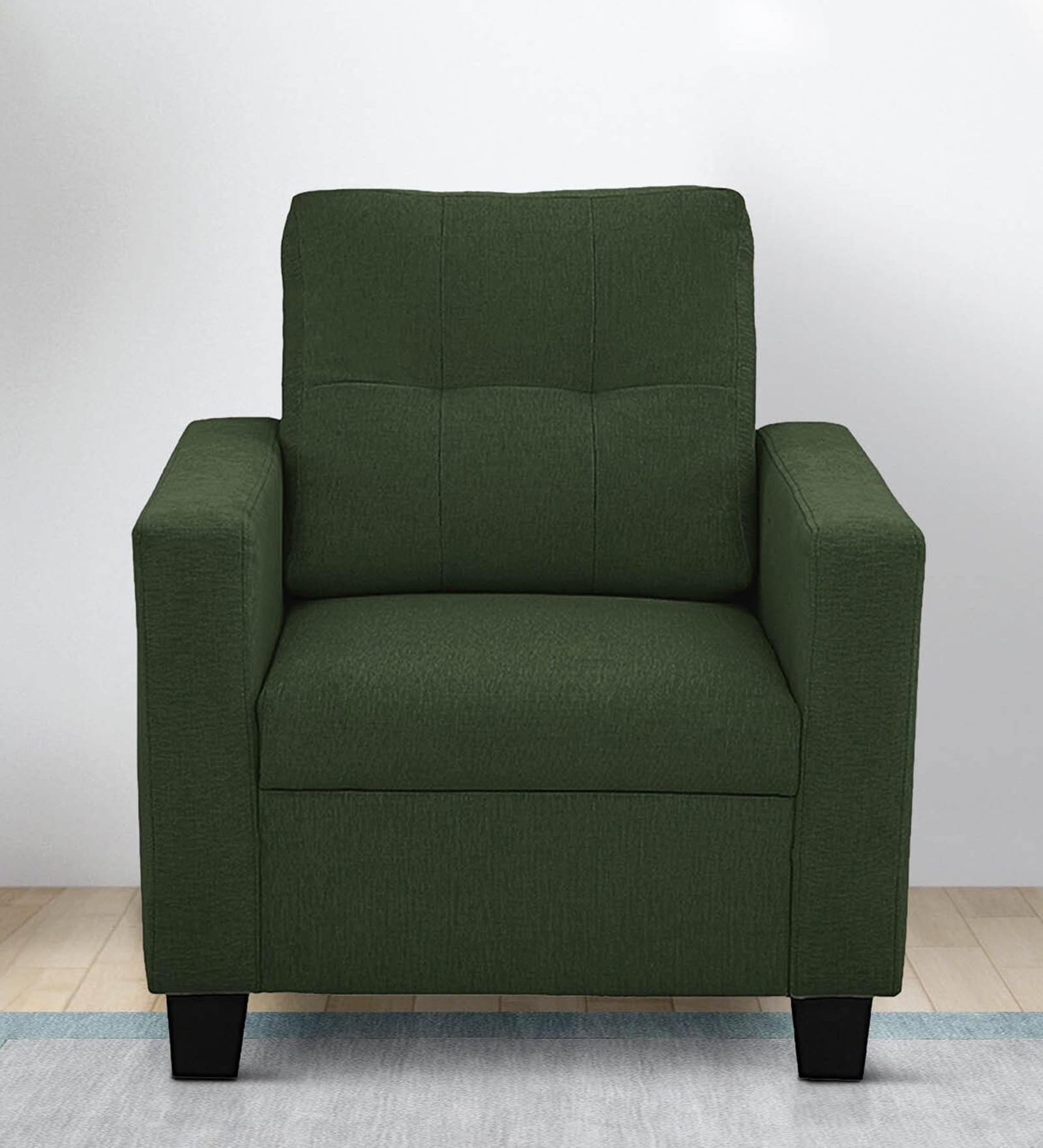 Ease Fabric 1 Seater Sofa In Sap Green Colour