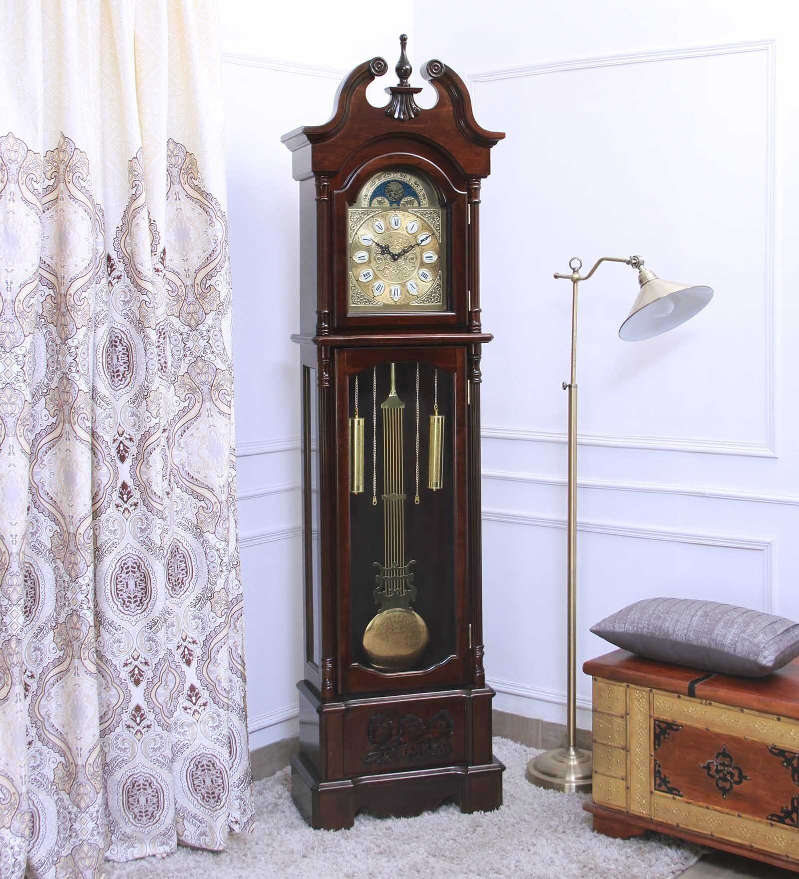 Buy Walnut Finish Solid Wood Grandfather Clock by EASTERN WATCH Online ...