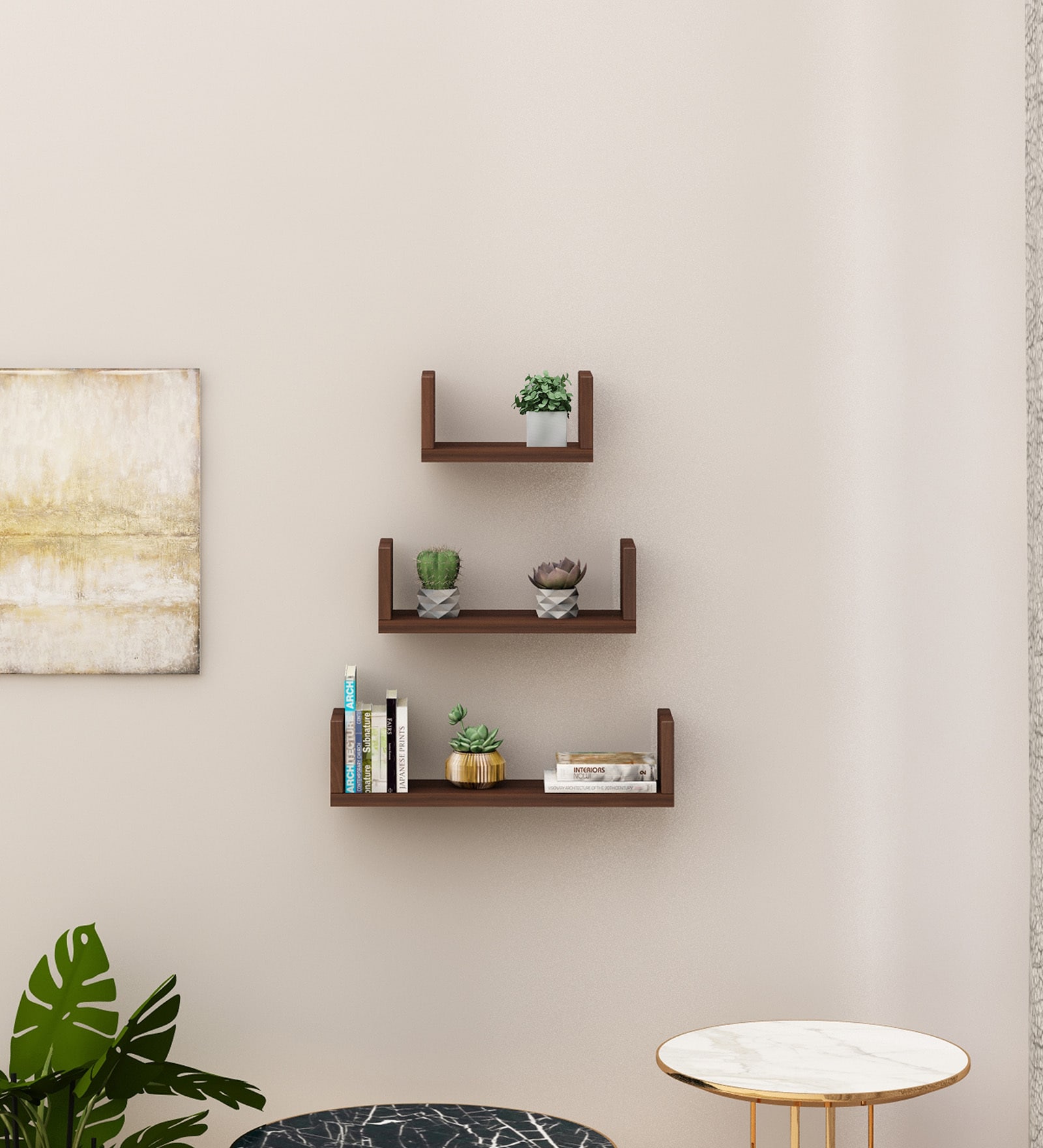 Easton Wall Shelf In Dark Acacia Color
