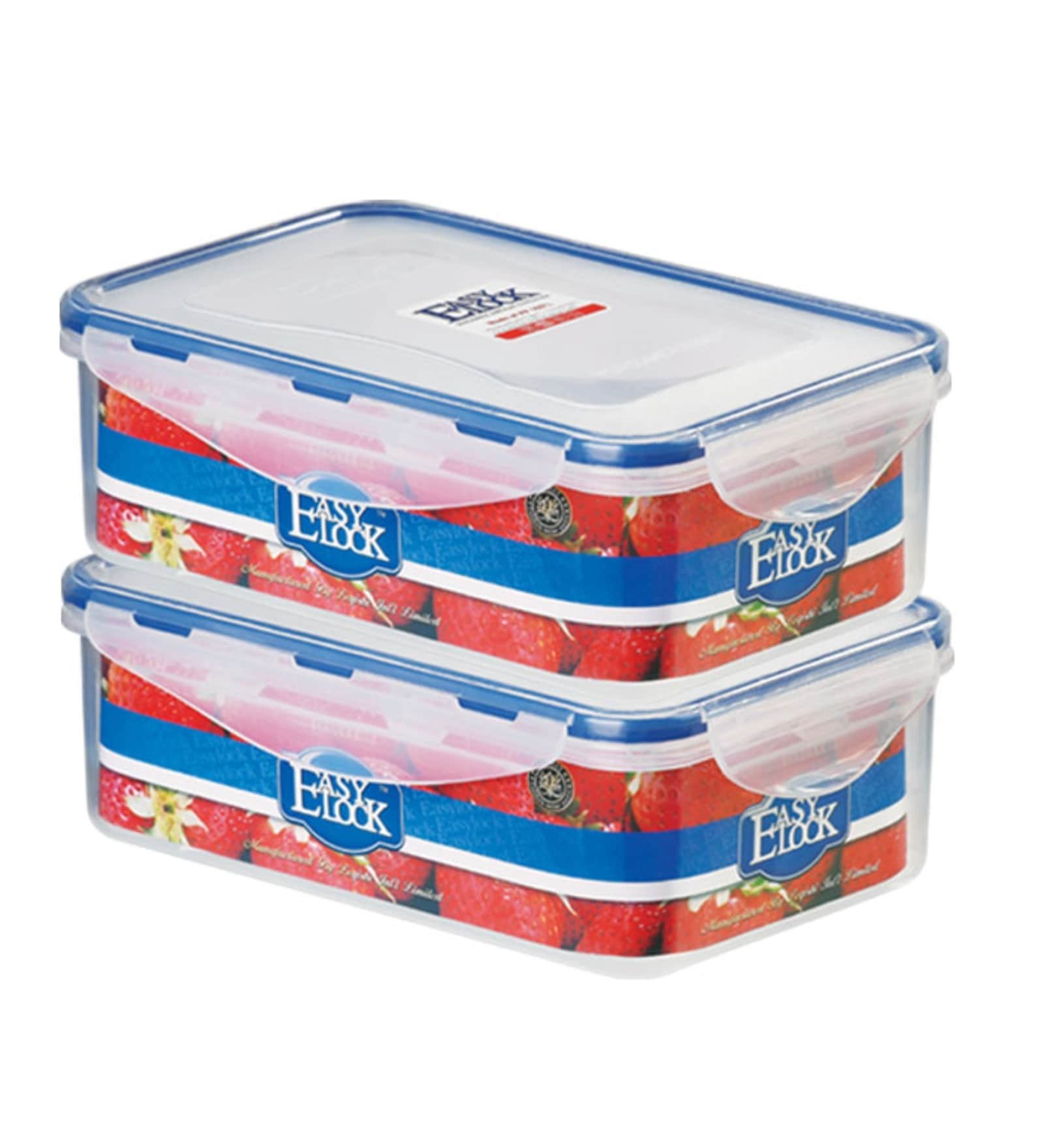 Easy Lock Stackable Rectangular Food Containers, 1150 ML, Set of 2 Easy Lock Stackable Rectangular Food Containers, 1150 ML, Set of 2