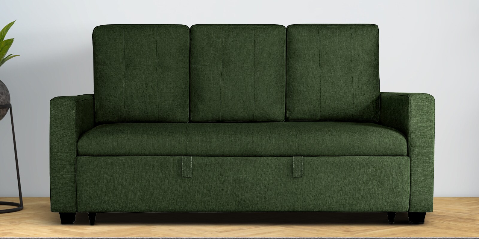 Ease Fabric Pull-Out Sofa Cum bed In Sap Green Colour