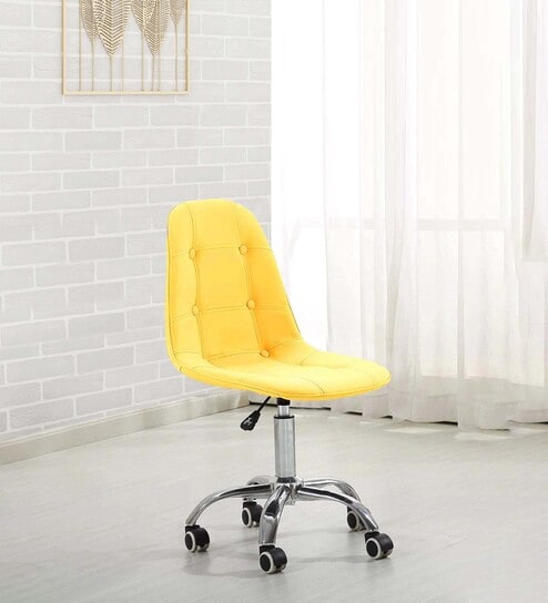 Charles Leatherette Ergonomic Chair in Yellow Colour