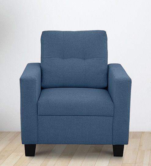 Ease Fabric 1 Seater Sofa In Blue Colour