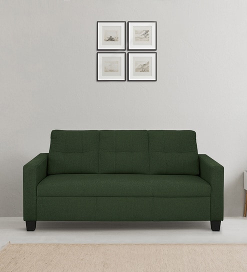 Ease Fabric 3 Seater Sofa In Sap Green Colour