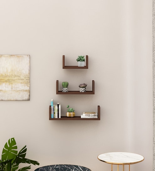 Easton Wall Shelf In Dark Acacia Color