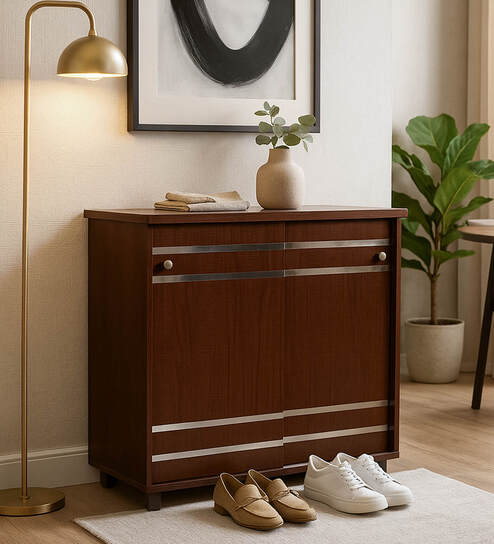 EasySlide 16-Pairs Shoe Cabinet In Classic Walnut Finish by Stunica