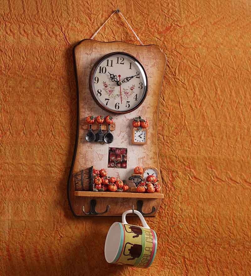 Buy Earth Wall Clock with Key Holder Online Modern Wall Clocks Wall
