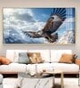 Eagle Flying Over Mountains Glass Finish Horizontal Wall Art