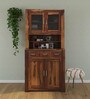 Earl Solid Wood Hutch Cabinet in Rustic Teak Finish