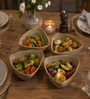 Earth Beige Triangle Ceramic Serving Bowls, 500 Ml (Set Of 2)
