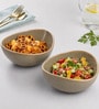 Earth Beige Triangle Ceramic Serving Bowls, 500 Ml (Set Of 2)