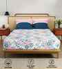 Earth Blue Floral 144 Tc Cotton Double Bedsheet With 2 Pillow Covers