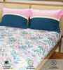 Earth Blue Floral 144 Tc Cotton Double Bedsheet With 2 Pillow Covers