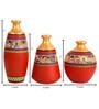 Earthen Madhubani Red Terracotta (Set of 3) Vases
