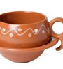 Earthen 100ml Brown (Set of 12) Ceramic Tea Cup & Saucer Set