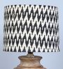 Earthy Serenity Mangowood Table Lamp With Chevron Print Satin Shade
