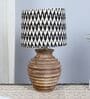 Earthy Serenity Mangowood Table Lamp With Chevron Print Satin Shade