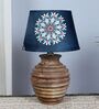 Earthy Serenity Mangowood Table Lamp With French Floral Print Satin Shade
