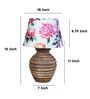 Earthy Serenity Mangowood Table Lamp With Carnation Print Satin Shade