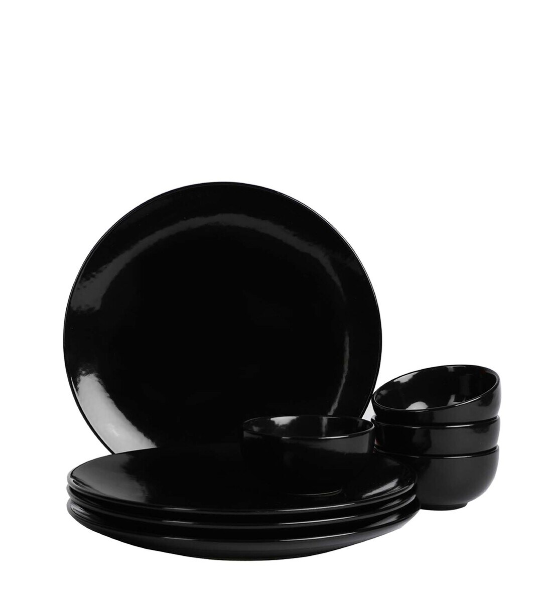 Buy Ebony Black 8 Pcs Ceramic Dinner Set by Vareesha Online