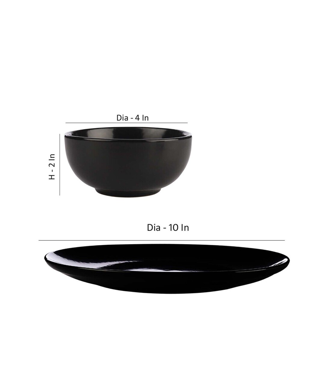 Buy Ebony Black 8 Pcs Ceramic Dinner Set by Vareesha Online