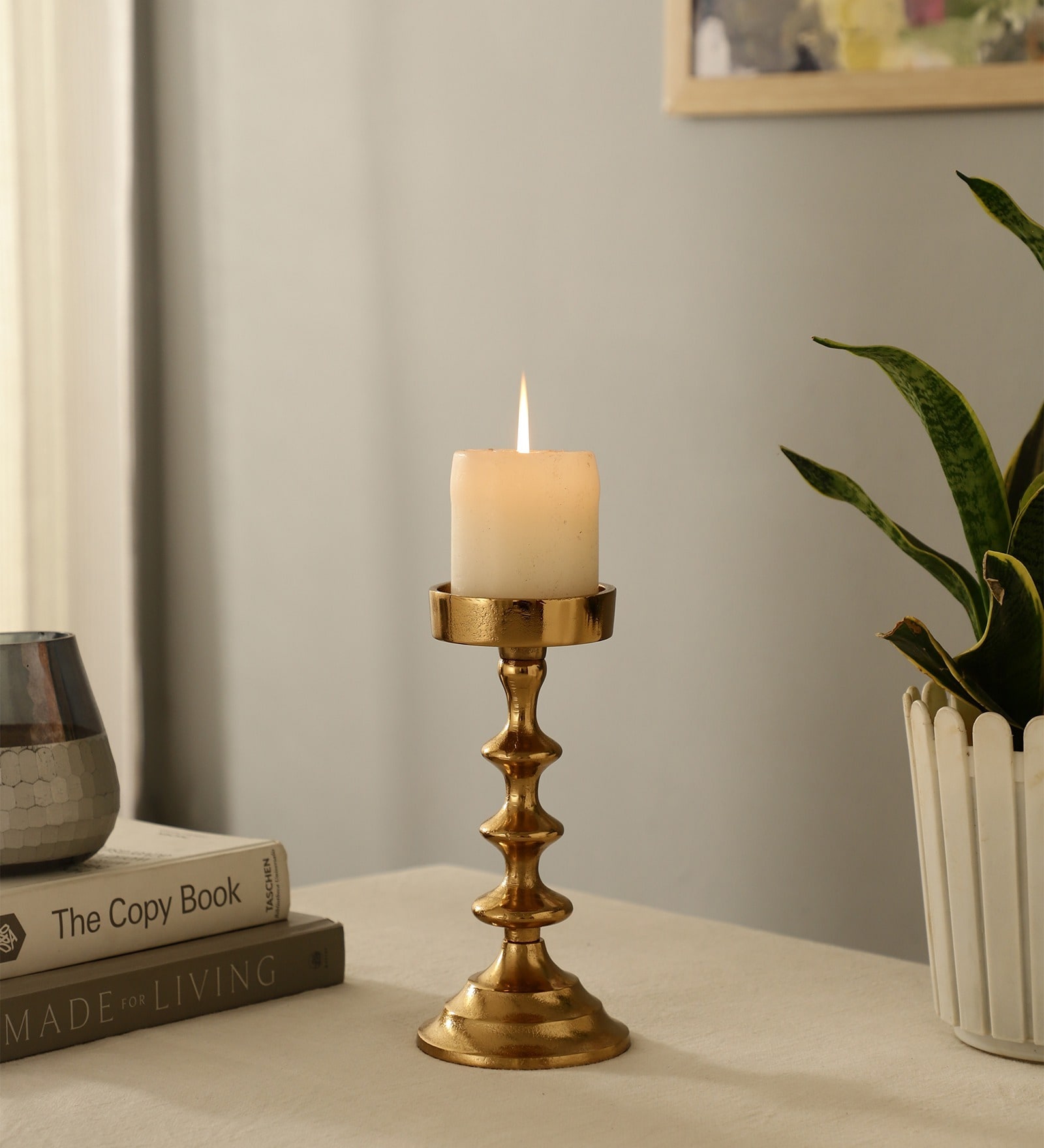 Ebon Whisper Gold Candle Holders