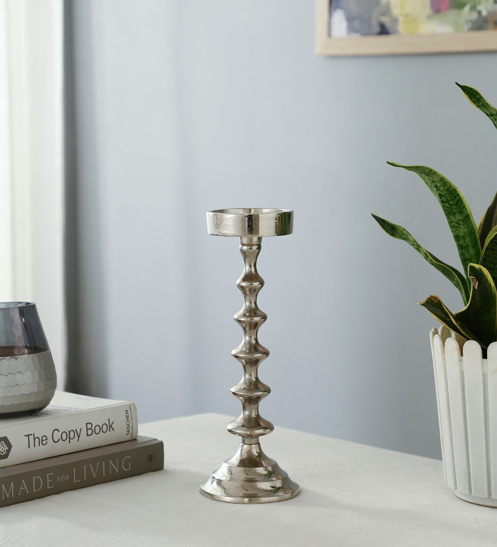 Ebon Whisper Silver Candle Holders