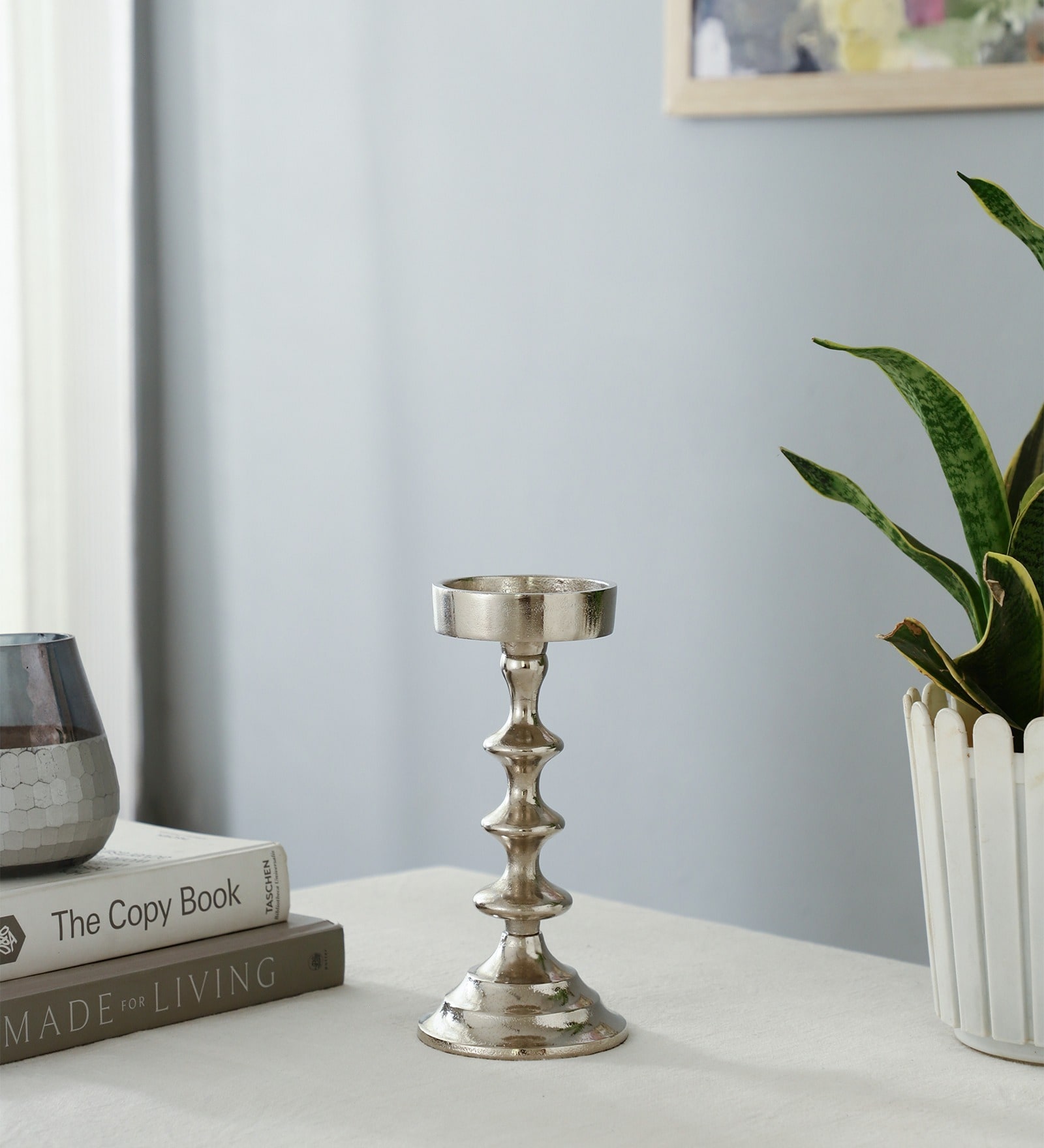 Ebon Whisper Silver Candle Holders