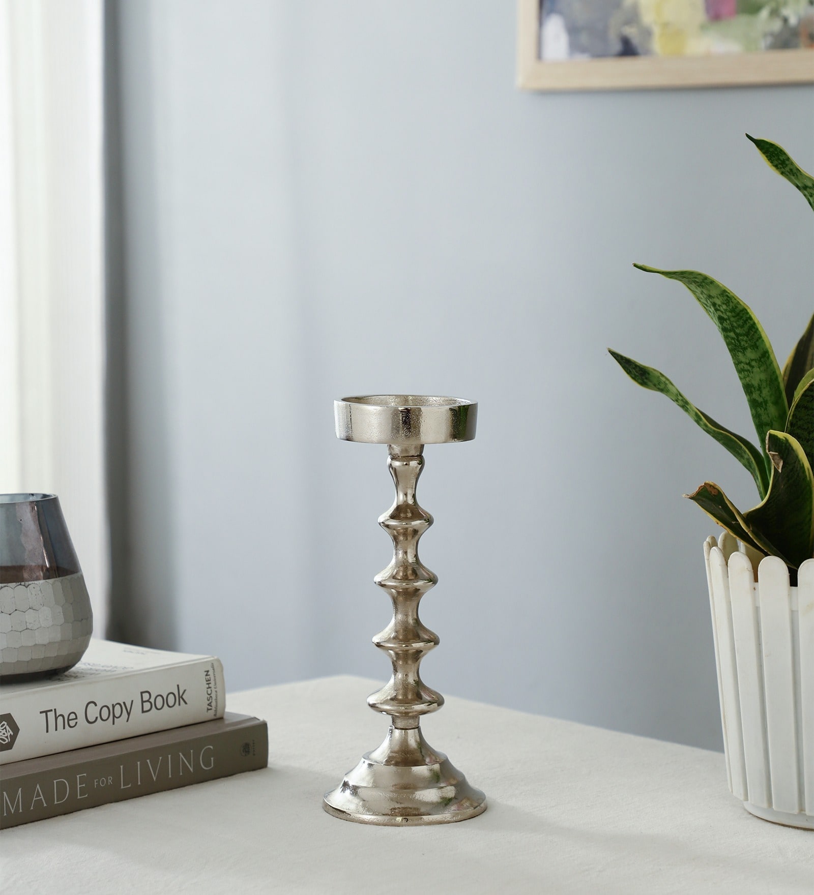 Ebon Whisper Silver Candle Holders