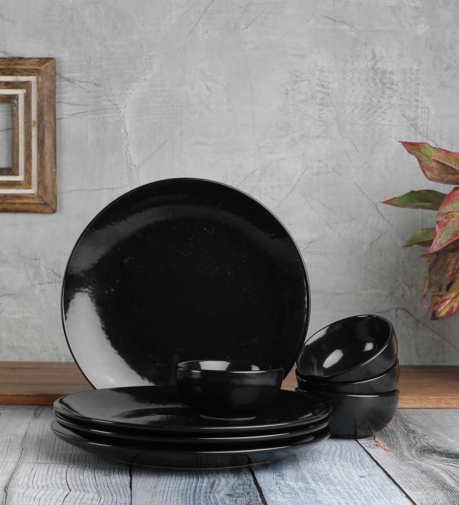 Ebony Black 8 Pcs Ceramic Dinner Set Ebony Black 8 Pcs Ceramic Dinner Set
