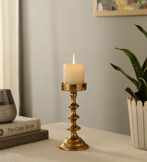 Ebon Whisper Gold Candle Holders