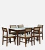 Ebeltoft Sheesham Wood 6 Seater Dining Set In Provincial Teak Finish With Porcelain Top