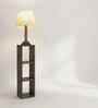 Ebenezer Wooden Shelf Floor Lamp with Jute Shade and Brown Base