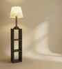 Ebenezer Wooden Shelf Floor Lamp with Jute Shade and Brown Base