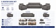 Eco Prima (3+1+1) Sofa Set Sofa In Grey Color