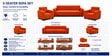 Eco Prima (3+1+1) Sofa Set Sofa In Orange Color