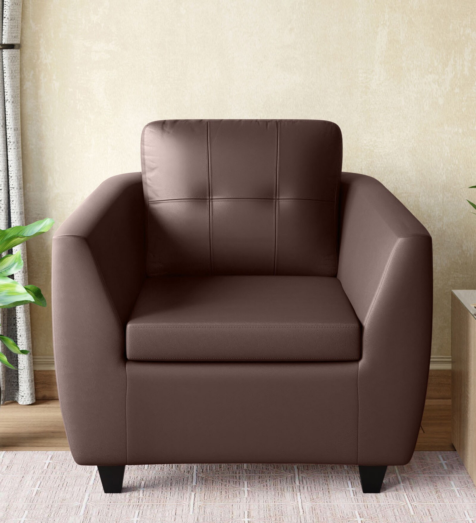 Ecliptic Leatherette 1 Seater Sofa In Burgundy Colour