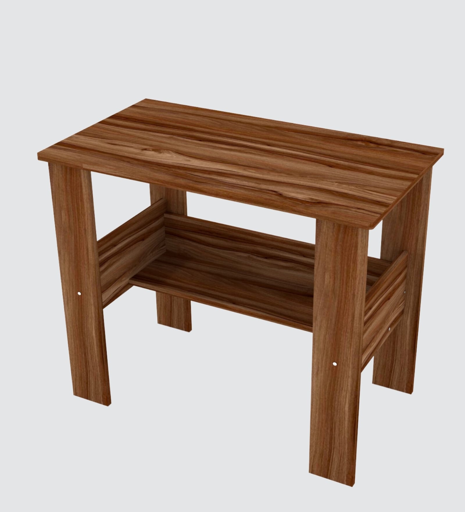 ECO Corner rounded Top, One Middle Tier Shelve in Asian Walnut Finish