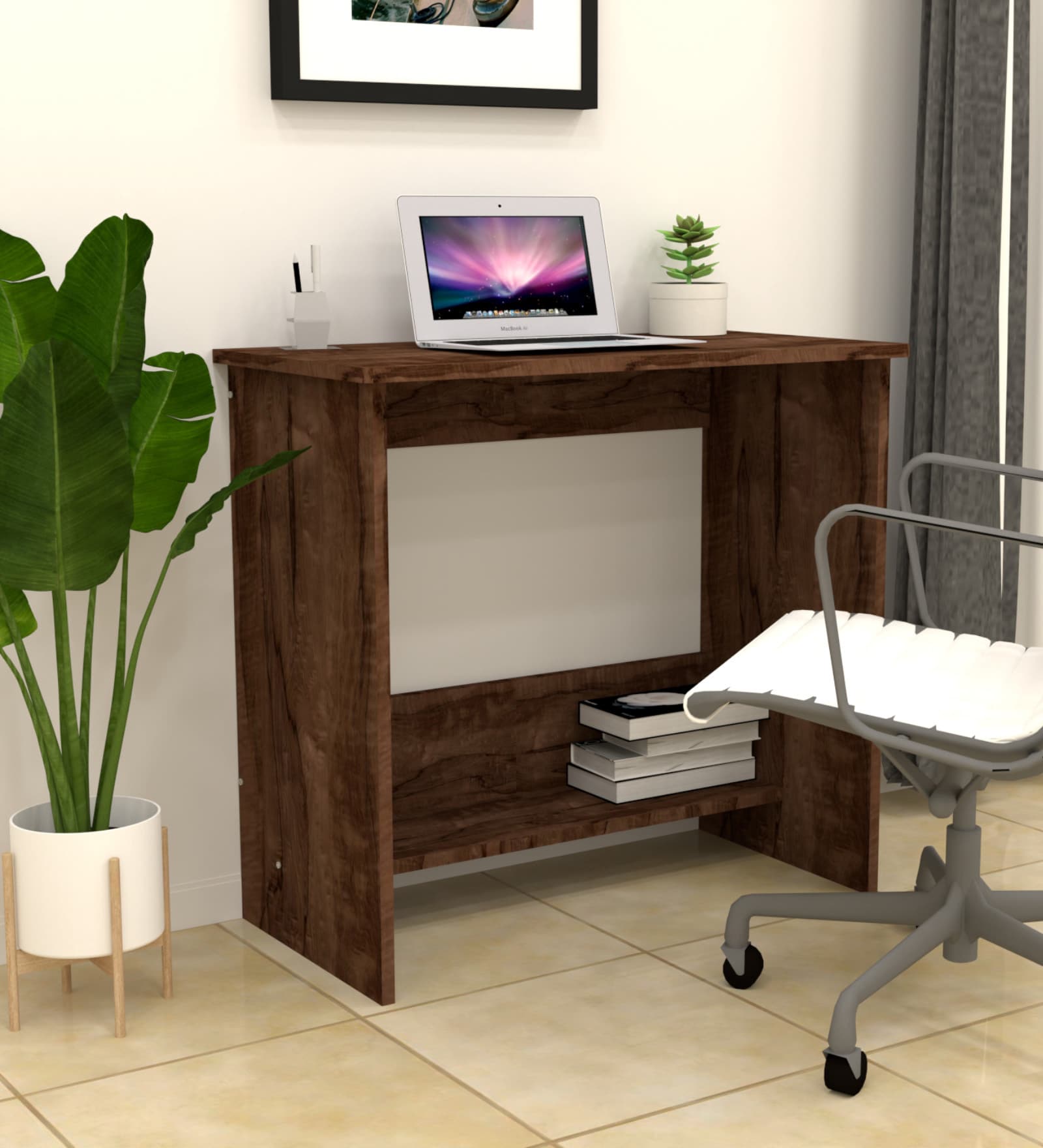 ECO Corner rounded Top with One Tier Open Shelve in Cochwood Brown anti finger impression Finish
